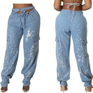 Light Blue Bleached Washed Ruby Babe Trendsetter Pants